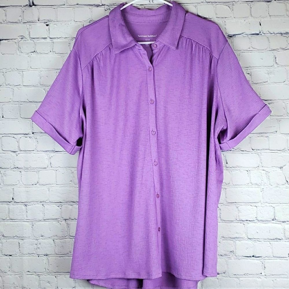Woman Within Lilac Button Up Shirt Size 22/24